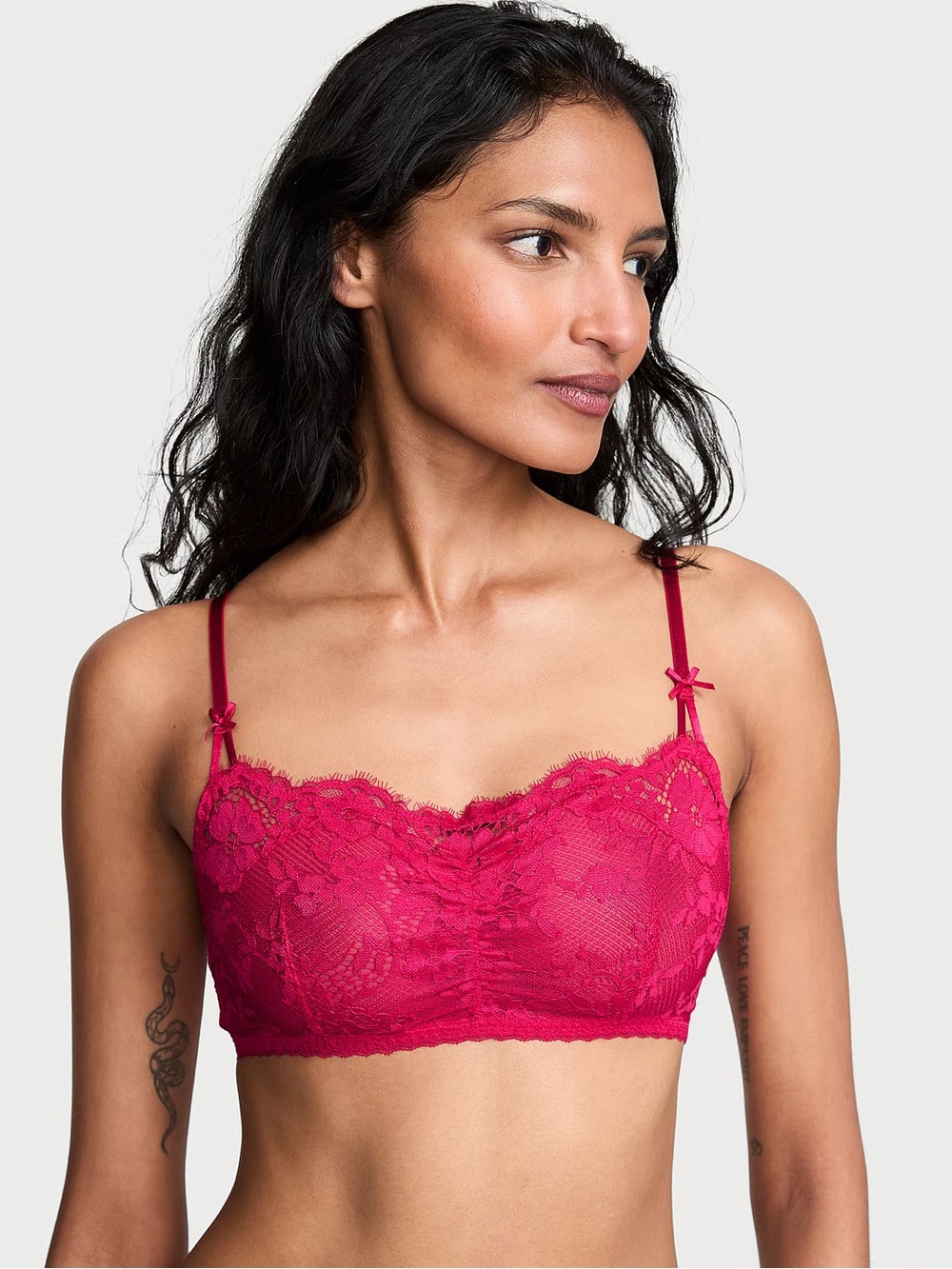VS Dream Angels Lace Unlined Bralette Vibrant Fuchsia S